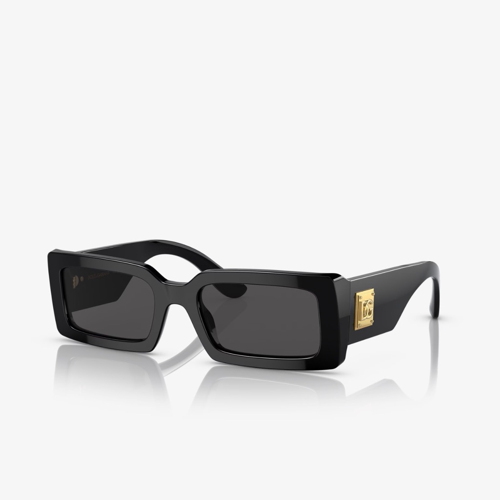 Dolce & Gabbana Black Sunglasses With Gold Detail And Grey Lenses